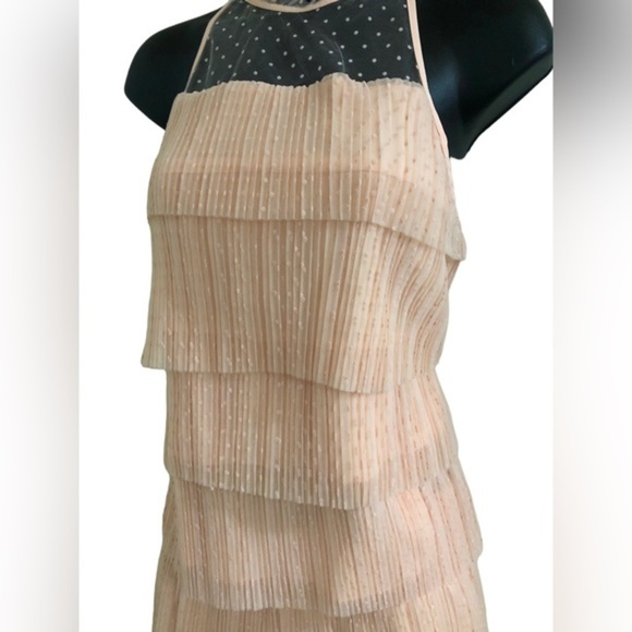 Salmon peach dotted tiered tulle chiffon look halter & skirt set size medium new - Picture 13 of 16